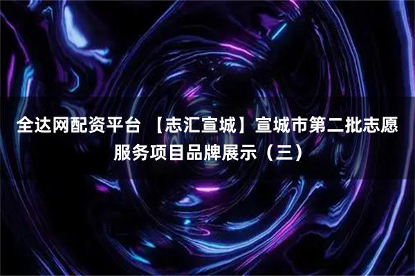 全达网配资平台 【志汇宣城】宣城市第二批志愿服务项目品牌展示（三）